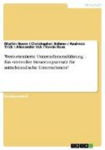 Bild von Wertorientierte Unternehmensführung - Ein sinnvoller Steuerungsansatz für mittelständische Unternehmen? (eBook)